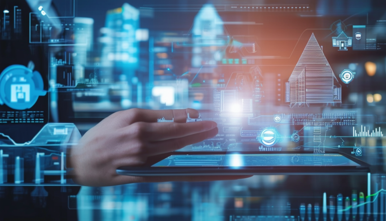 a futuristic image of a real estate agent using ai