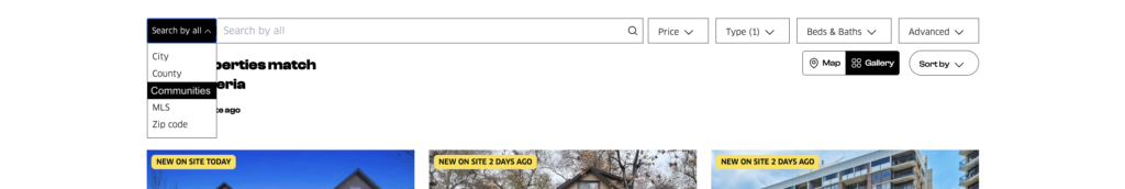 communities search bar