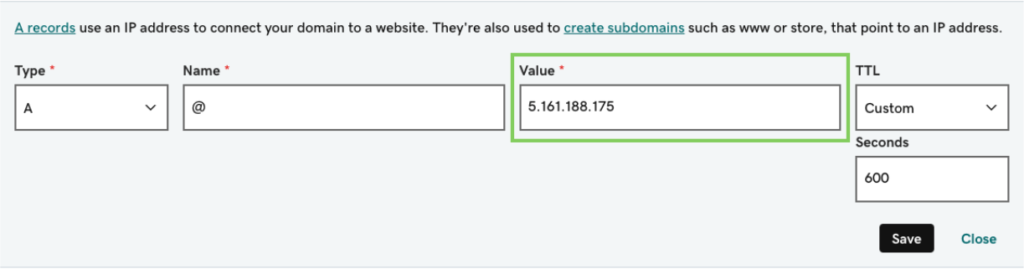 Admin: Website DNS Settings dns 5