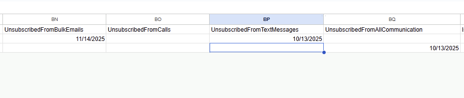 CSV opt-out fields