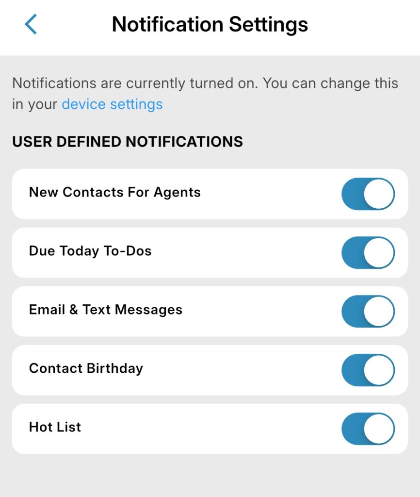 Mobile CRM mobile notifications