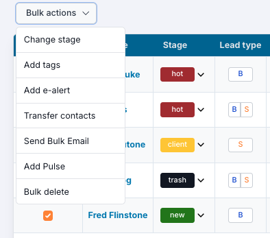 new lead bulk actions