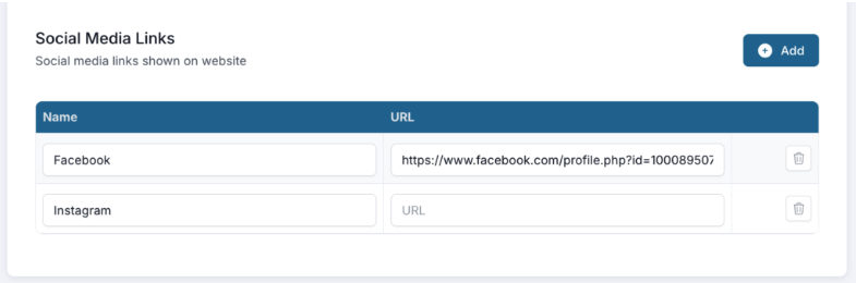 website contact us social