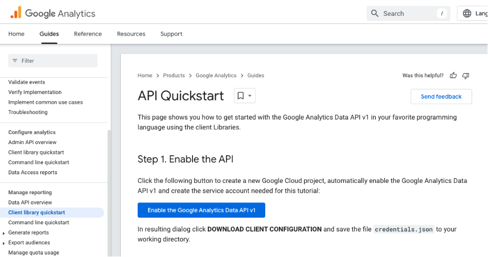 website google analytics credential 2