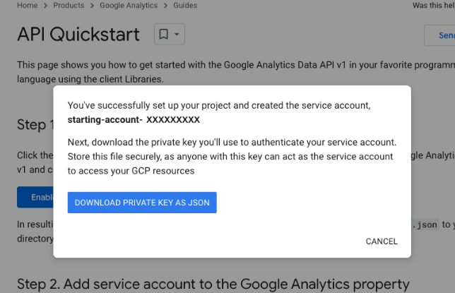 website google analytics credential 3