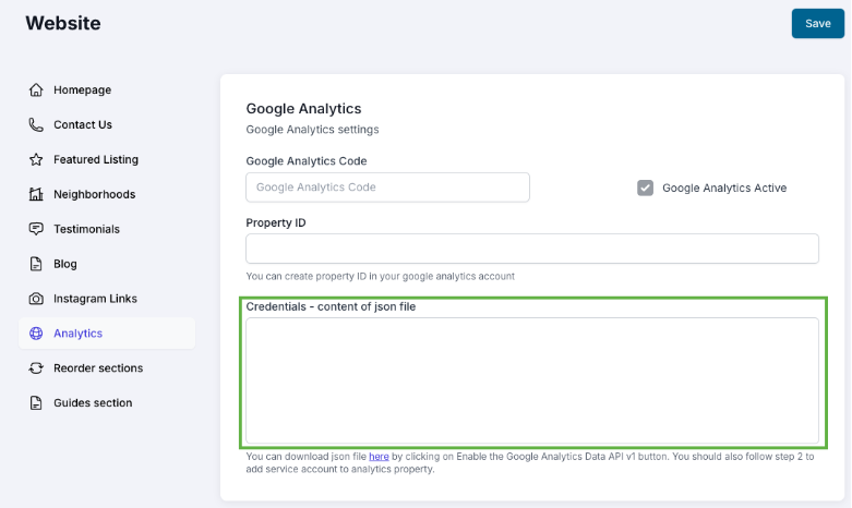 website google analytics credential 4