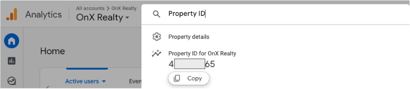 website google analytics property id
