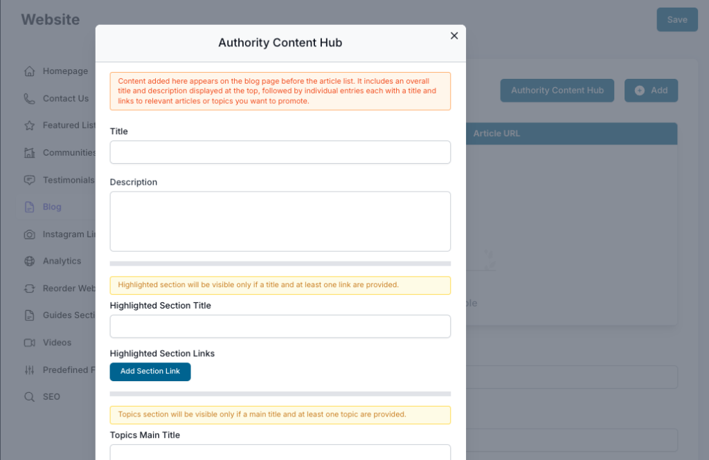 Website - AI Authority Blog Builder blog 1 content hub