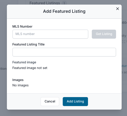 Featured Listings Featured Listing section in the agent profile